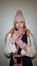 Load image into Gallery viewer, Luxury Hat Scarf And Glove Set in Pink and Black
