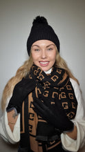 Load image into Gallery viewer, Luxury Hat Scarf And Glove Set in Black and Brown
