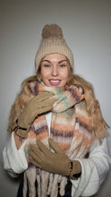 Load image into Gallery viewer, Luxury Hat Scarf And Glove Set in Beige, Orange and Brown
