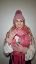 Load image into Gallery viewer, Luxury Hat Scarf And Glove Set in Pink and Purple
