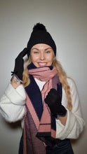 Load image into Gallery viewer, Luxury Hat Scarf And Glove Set in Black and Pink
