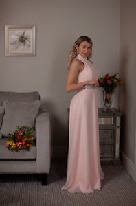 Alexa High Neck  Long Pink Dress