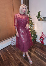 Load image into Gallery viewer, pink mesh sequin dress
