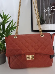 Brown diamond quilted bag