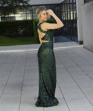 Load image into Gallery viewer, Open back emerald dress
