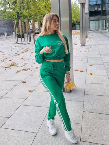green two piece tracksuit set for women