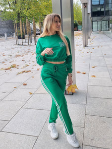 green two piece tracksuit set for women
