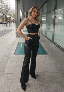 Black leather trousers flattering ends 