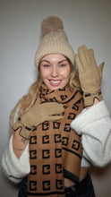 Load image into Gallery viewer, Luxury Hat Scarf And Glove Set in Beige and Brown
