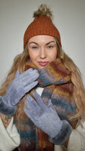 Load image into Gallery viewer, Luxury Hat Scarf And Glove Set in Brown and Grey
