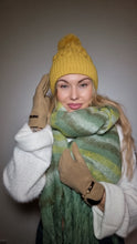 Load image into Gallery viewer, Luxury Hat Scarf And Glove Set in Green, Mustard and Beige
