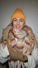 Load image into Gallery viewer, Luxury Hat Scarf And Glove Set in Mustard, Beige and Brown

