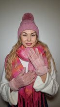 Load image into Gallery viewer, Luxury Hat Scarf And Glove Set in Pink and Purple
