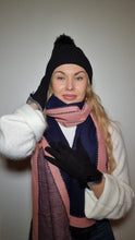 Load image into Gallery viewer, Luxury Hat Scarf And Glove Set in Black and Pink
