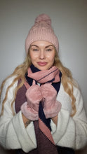Load image into Gallery viewer, Luxury Hat Scarf And Glove Set in Pink and Black
