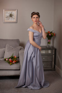 Long grey bridesmaids dress