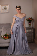 Load image into Gallery viewer, Grey Long Satin Dress
