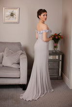 Load image into Gallery viewer, Grey off shoulder long dress
