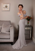 Load image into Gallery viewer, Suzana Off Shoulder Grey  Dress
