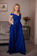 Load image into Gallery viewer, Dark satin blue dress
