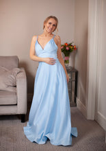 Load image into Gallery viewer, Light Blue V Neck Long Dress

