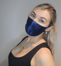 Load image into Gallery viewer, Navy silk mask
