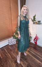Load image into Gallery viewer, green mesh midi dress
