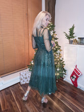Load image into Gallery viewer, Green glittery party christmas dress
