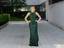 Load image into Gallery viewer, Emerald Sequin Dress With Open Back
