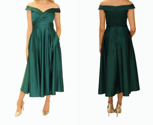 Green Bardot Midi Dress