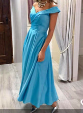 Load image into Gallery viewer, Blue Bardot Midi Dress
