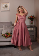 Load image into Gallery viewer, Pastel Pink Midi Bardot Dress
